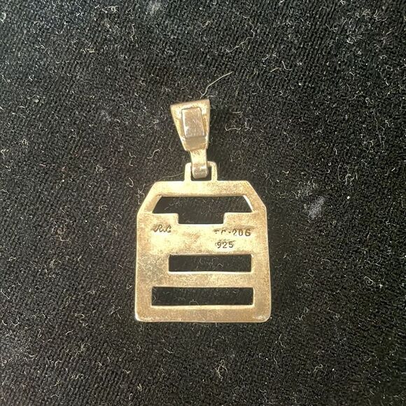 Signed Sterling and Lapis Pendant - Picture 2 of 4